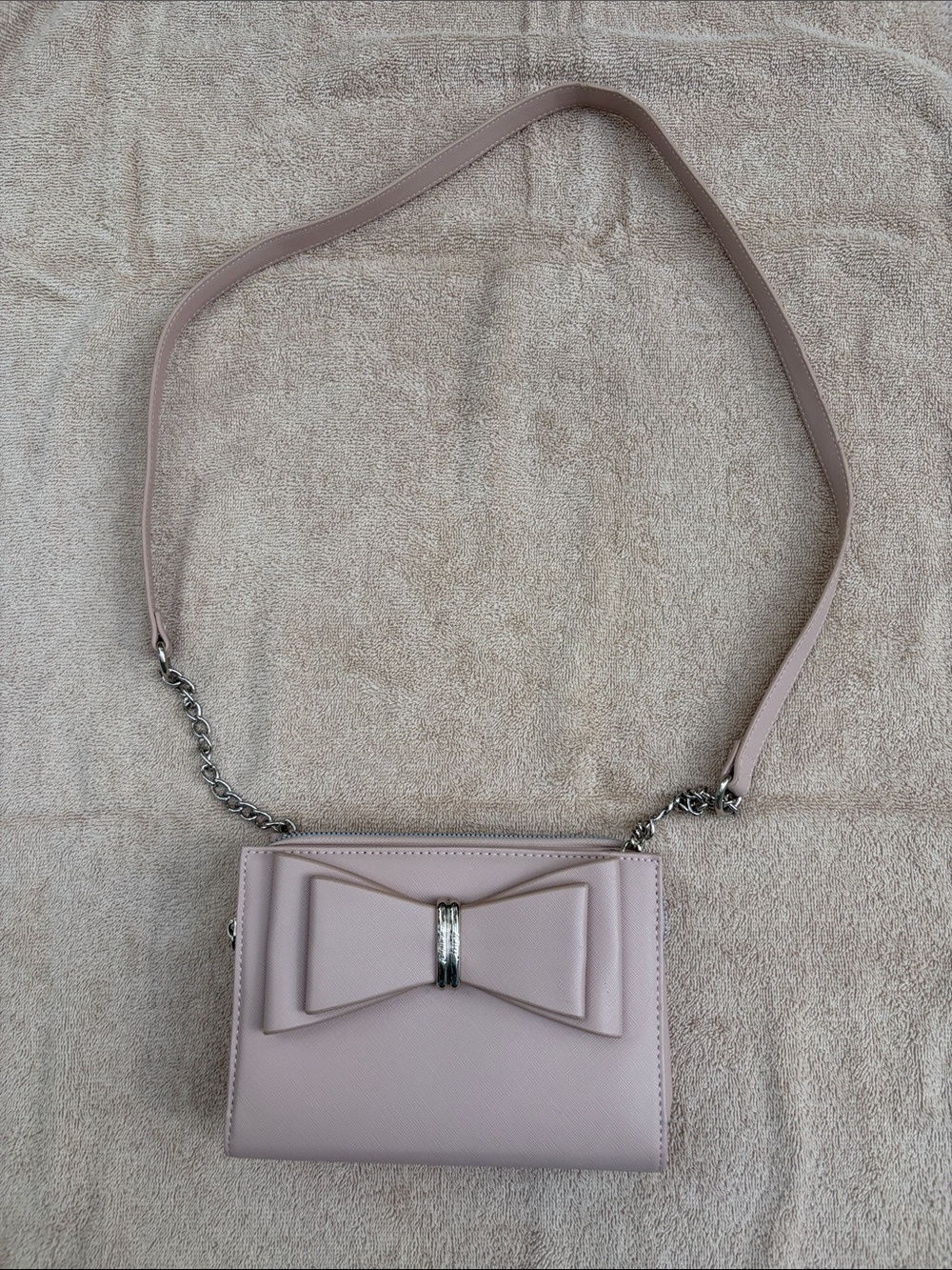 Betsy Johnson Blush Pink Bow Crossbody Bag